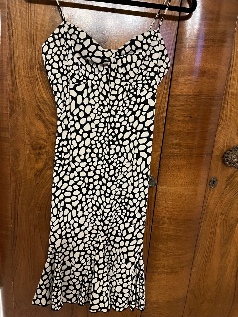 White House Black Market Black and White Printed Midi Slip Dress Size Small